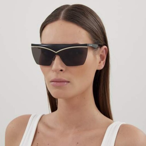 NEW SL614 MASK 001 SAINT LAURENT SUNGLASSES WOMEN SHIELD BLACK EYEWEAR SL 614 - Picture 1 of 4